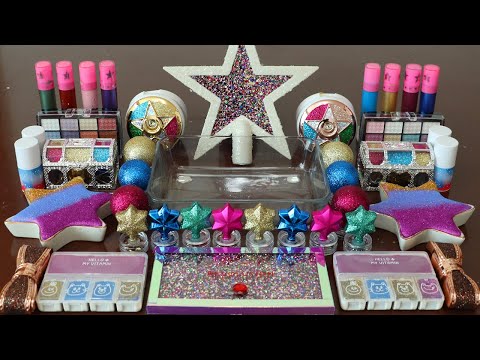Mixing”Glitter <strong>Star</strong>” Eyeshadow and Makeup,parts,glitter Into <strong>Slime</strong>!Satisfying <strong>Slime</strong> Video!★ASMR★