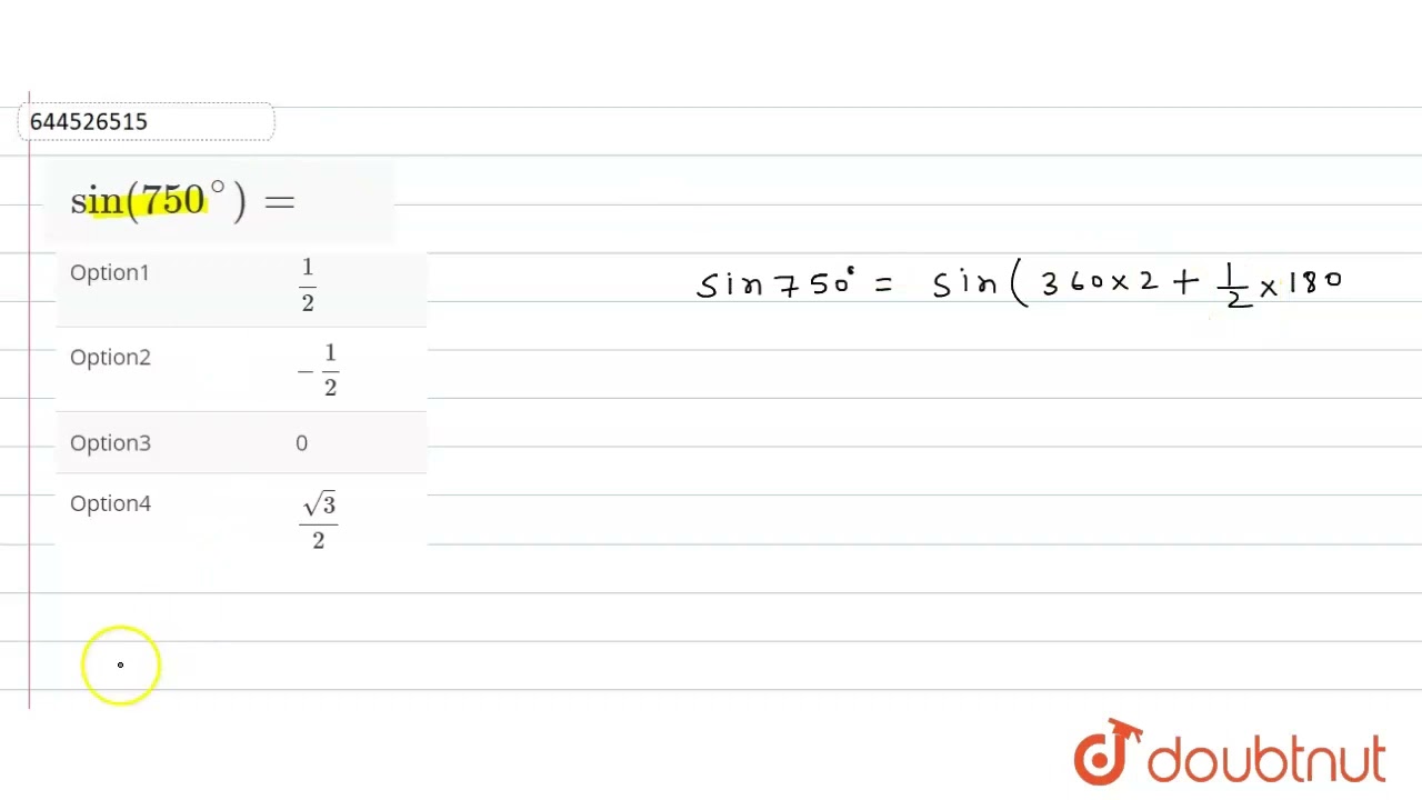 sin (750^@)= | 12 | DAILY PRACTICE PROBLEM | PHYSICS | RESONANCE ENGLISH | Doubtnut