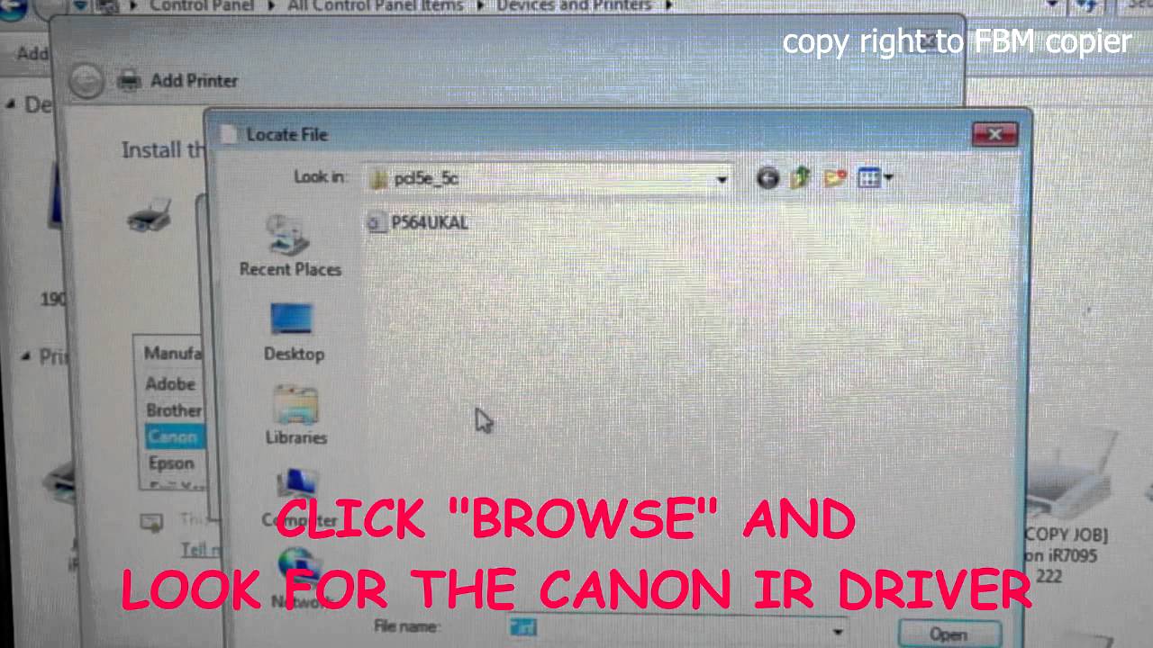 How To Install Canon Ir Series Copier Printer Driver Using Network Youtube