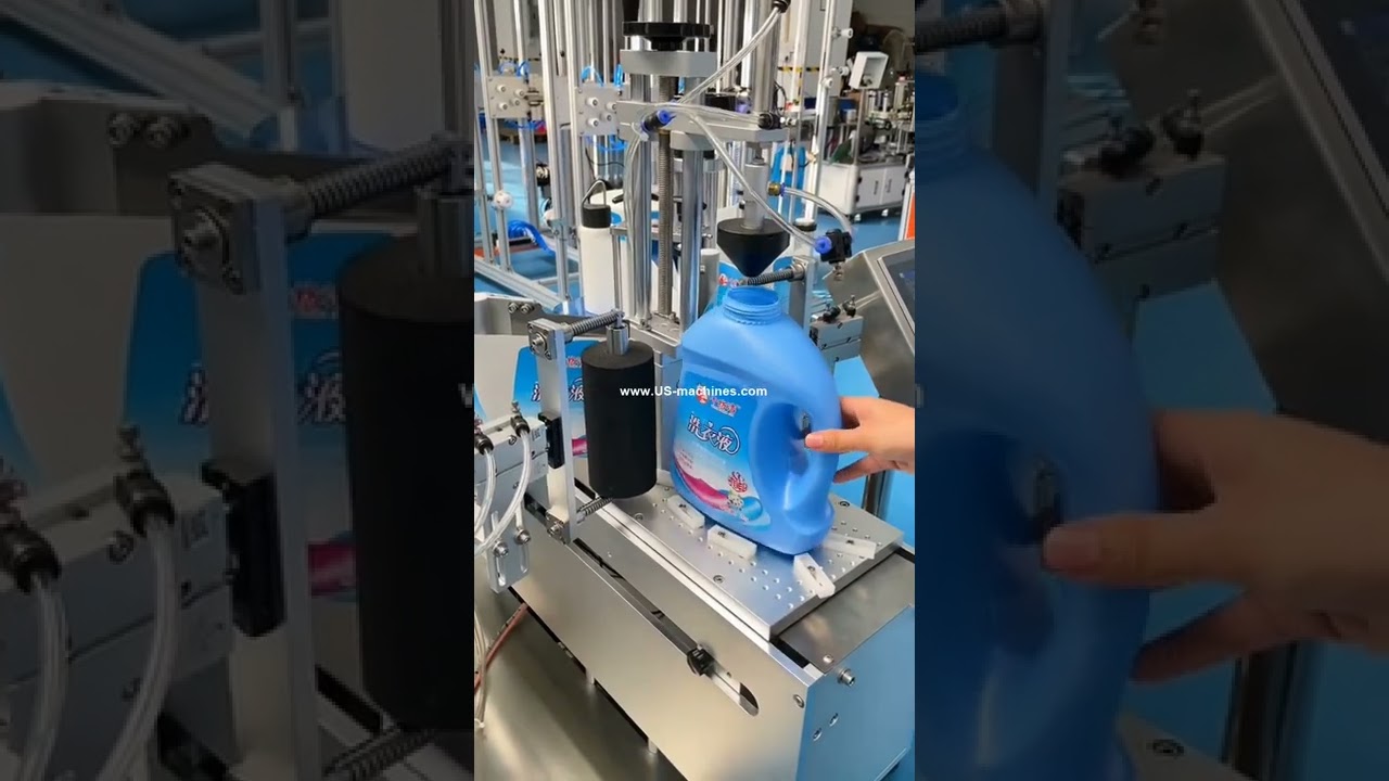 Semi automatic laundry bottle bucket pail double sides labeling machine