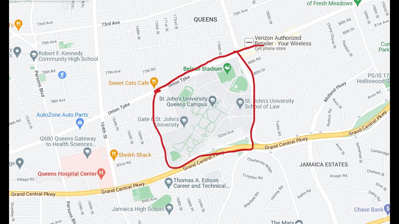 4K HD Video Drive from around St. John's University campus in Queens, NY  April 2, 2022 聖約翰大學