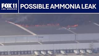 Massive fire in Boyle Heights; Ammonia leak suspected