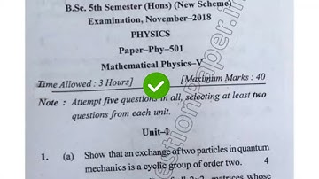 2018 Mdu BSc Physics Hons 5th Sem Mathematical Physics Question Paper #MduQuestionpaper