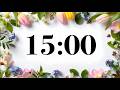 15 Minute Timer 🐞 Spring Flowers & Ladybugs | Happy Instrumental Music for Focus & Study