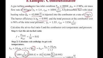 Example: Performance of a Combustor