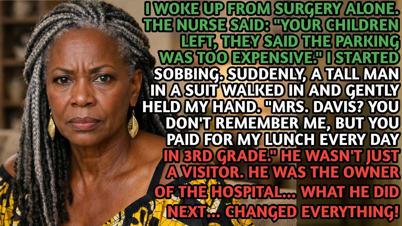I woke up from major surgery to an empty hospital room, and the nurse’s words hit me like a brick: “Your kids went home. They said the parking cost too much.” I was 62 years old, freshly cut open,...