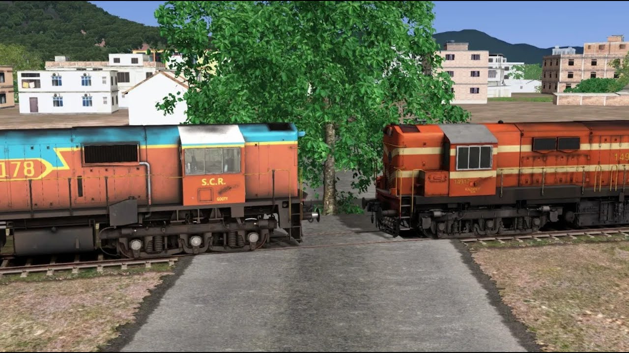 Gooty WDM3D S.C.R Coupling AKtrains WDG3A & SLR Coach| Tree Middle Of Track | Indian Train Simulator