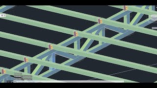 ADVANCE STEEL- CUBIERTA DE TECHO 30 m DE ANCHO-CORREAS  Y SUS CONEXIONES- GRILLA -PART-4