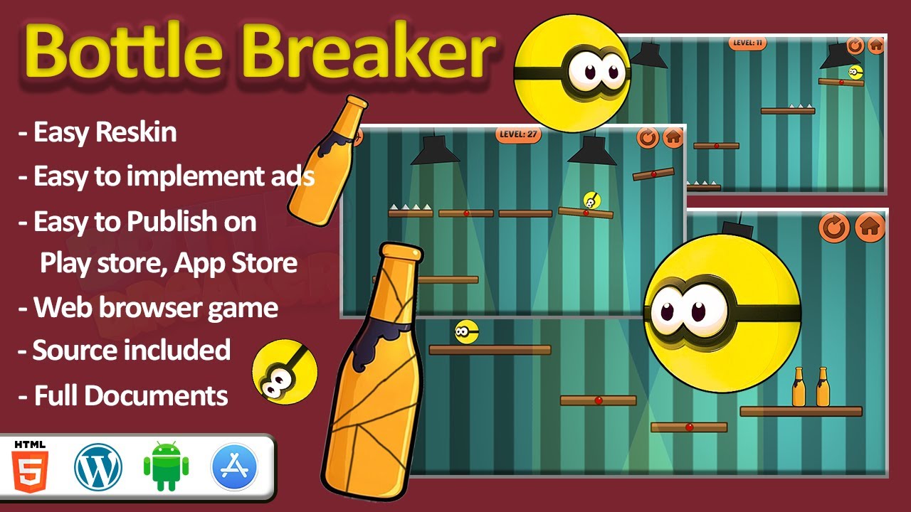 Bottle Breaker Games Video - HTML5 Construct3 Game