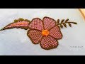 Hand embroidery beautiful flower design by checkered flower stitch