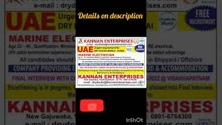 Marine Electrician for Dry Docks World – Fee Recruitment for Dubai