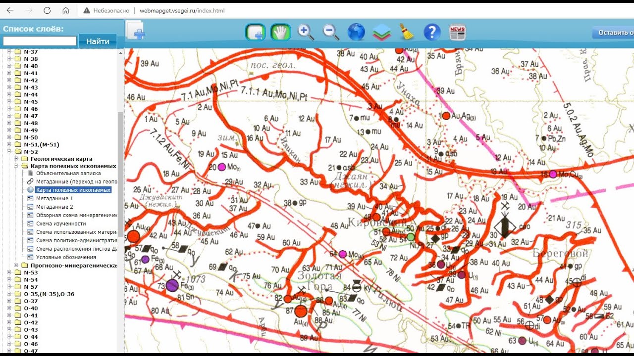 Как смотреть геологические карты на ресурсе ВСЕГЕИ при поиске золота ...