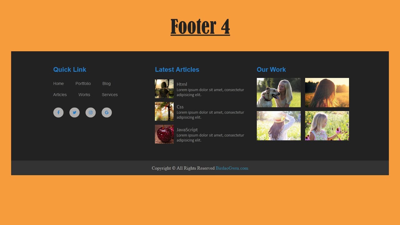 Create Website Footer With HTML And CSS | Four Different Style of ...