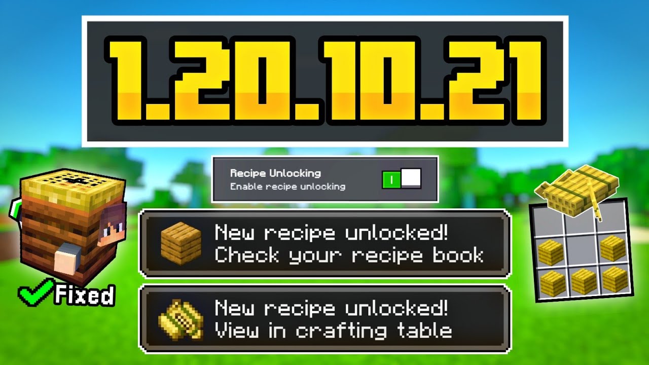 Minecraft Java Recipes Notification UPDATE Fitur Baru RECIPE UNLOCKING Persis Java - Mcpe Beta 1.20.10.21 ...