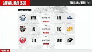 JADWAL MPL ID S13 WEEK 9 HRI INI RRQ VS AE  EVOS VS RBL penentuan playoff ONIC VS BTR