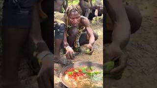Hadzabe Tribe Cooking in the Wild | Primitive Survival Cooking 🔥#Shorts #cooking #food #travel