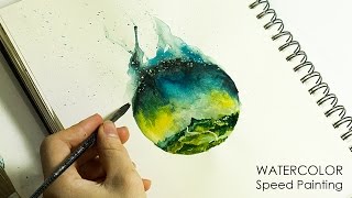 watercolor planets planet painting speed paintings drawing paint tattoo getdrawings draw colorful