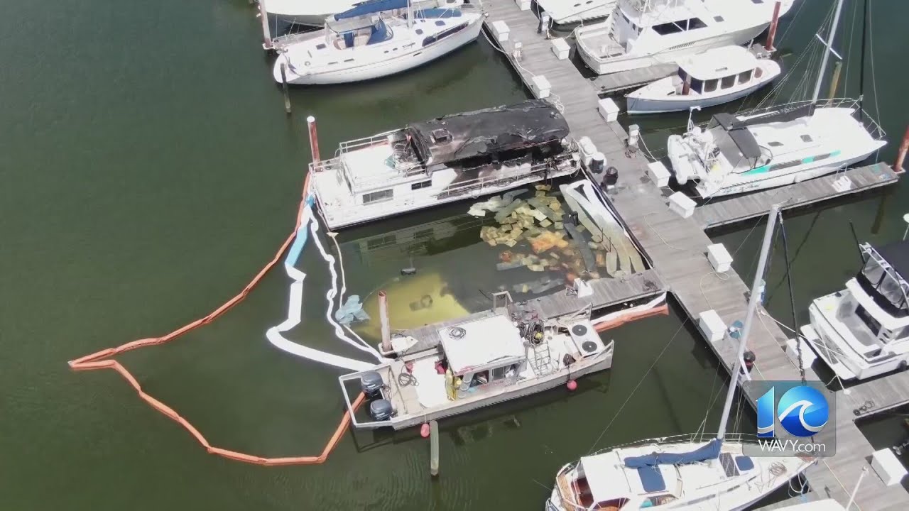Dog alerts family to fire at Portsmouth marina - YouTube
