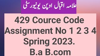 429 spring 2024 assignment | 429 Assignment 1 2 3 4 | Aiou 429