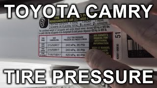 Match Highlights Toyota Camry (2018-2024): Recommended Tire Pressure.