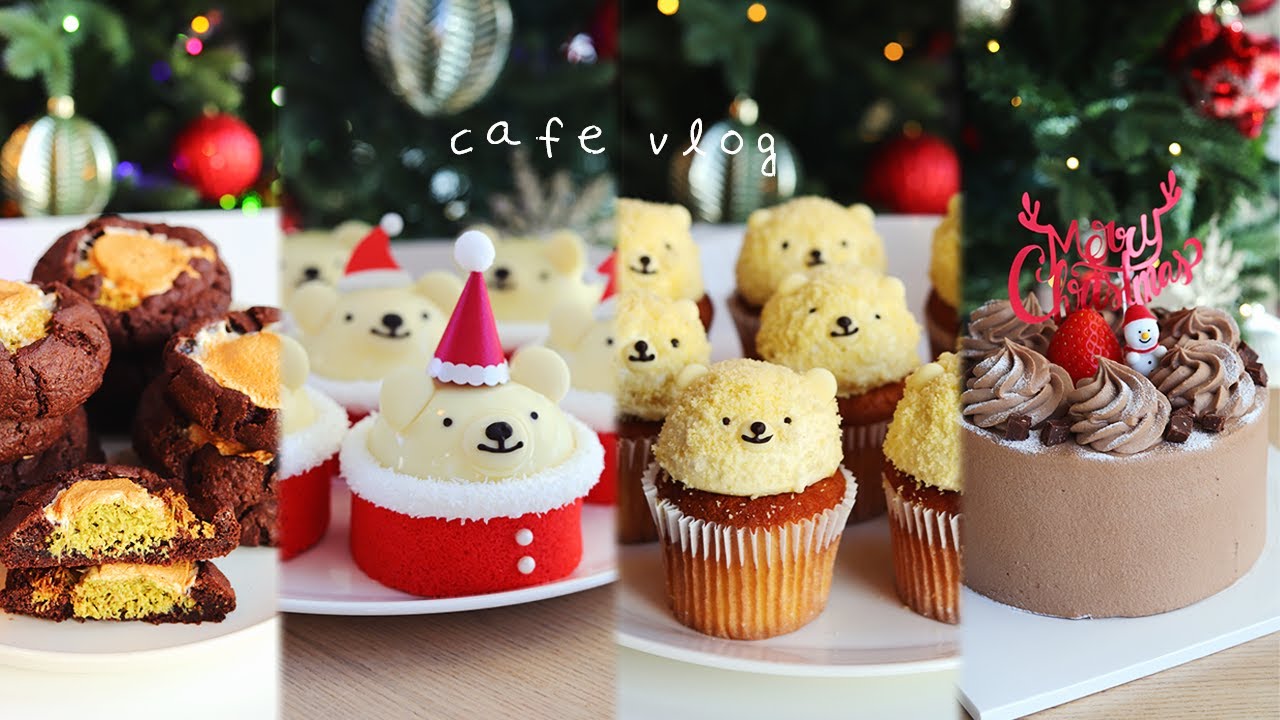 ⭐🎄설레는 연말~ 귀여운 디저트 만드는 카페 일상  | 디저트 카페 브이로그 | 내복곰💗