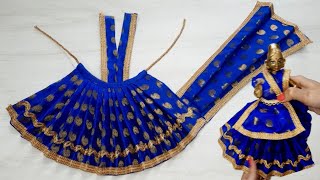 How To Make Lehenga Saree For Mata Rani/Maa Laxmi/ Navratri Special Mata Rani Dress (8"to10")