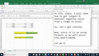 Find largest & smallest negative value from a range in Excel