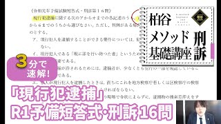 柏谷メソッド 基礎講座・刑事訴訟法　サンプル動画 『現行犯逮捕』（R1予備試験短答式 16問）　【柏谷メソッド　法律知識ゼロから弁護士になる講座　刑事訴訟法】