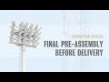 🏗️ GoldenBright – Final Pre-assembly of Stadium Light Poles Before Delivery