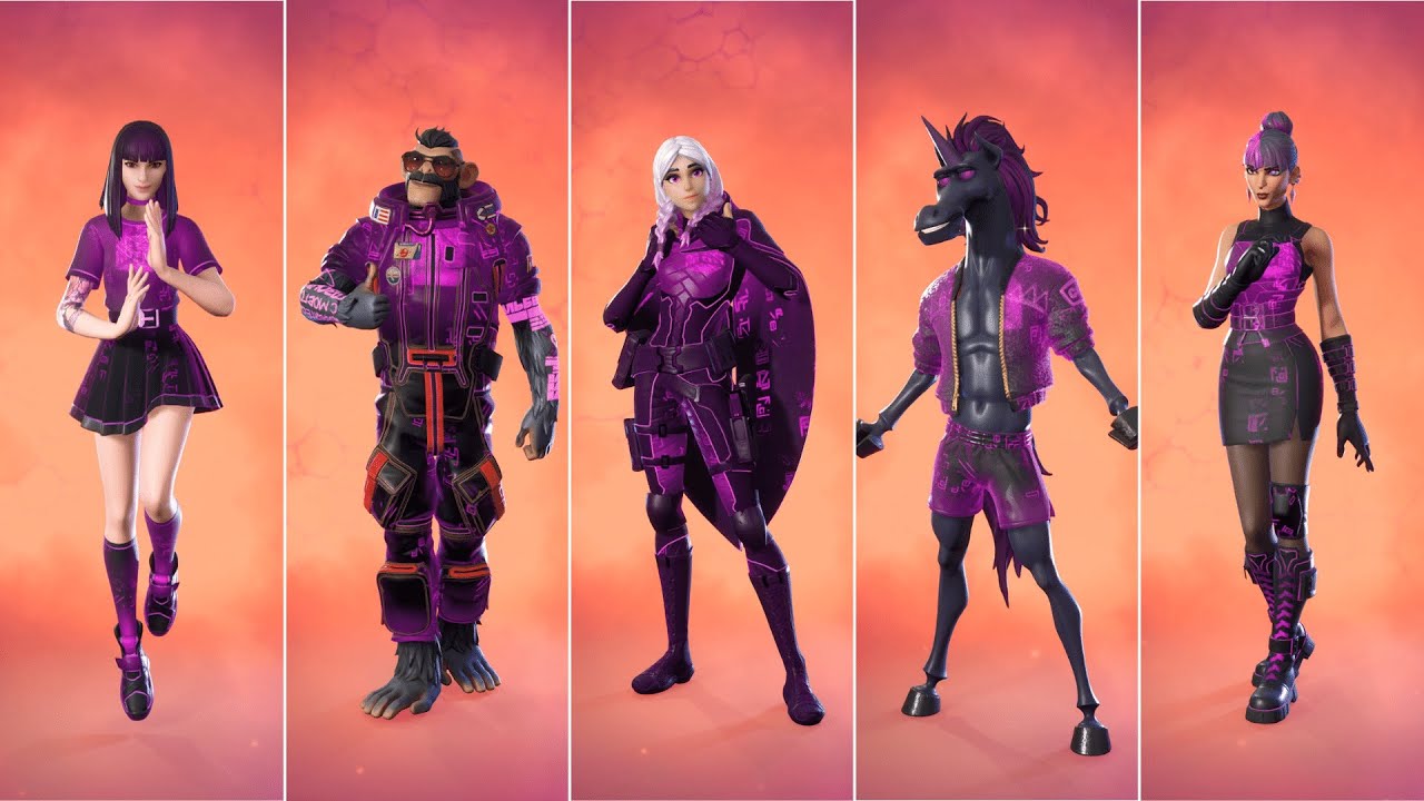 Fortnite Season 8 Battle Pass skins, including Charlotte, Kor