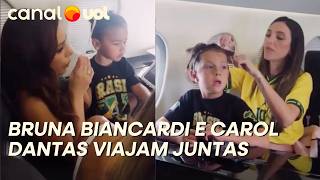 BRUNA E CAROL DANTAS, MÃES DOS FILHOS DE NEYMAR, VIAJAM JUNTAS PARA JOGO DO BRASIL
