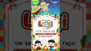 CONVITE DIGITAL ANIMADO FESTA JUNINA MENINO - RealizArt Vídeos #convitevirtual #saojoao