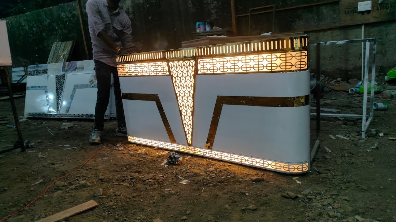 New white and golden catering counter display 