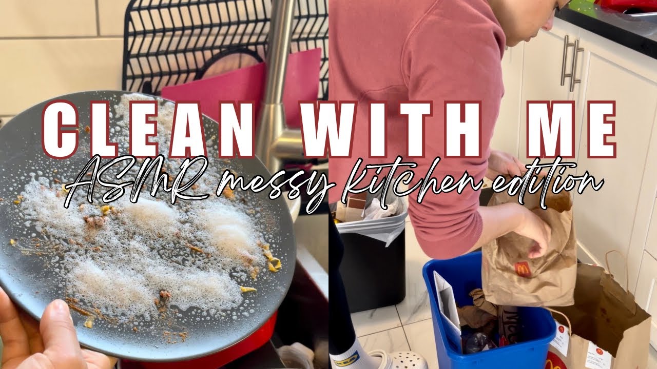ASMR MESSY KITCHEN CLEANING | clean with me, cleaning motivation | no ...
