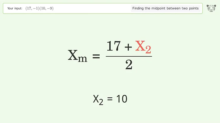Find the midpoint between two points p1 (17,-1) and p2 (10,-9): Step-by-Step Video Solution
