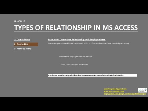 Lesson 10 One to One Relationship in MS Access Table