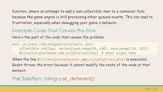 Fixing the Can't change this state while flushing queries Error in Godot 3.2.1 screenshot 1