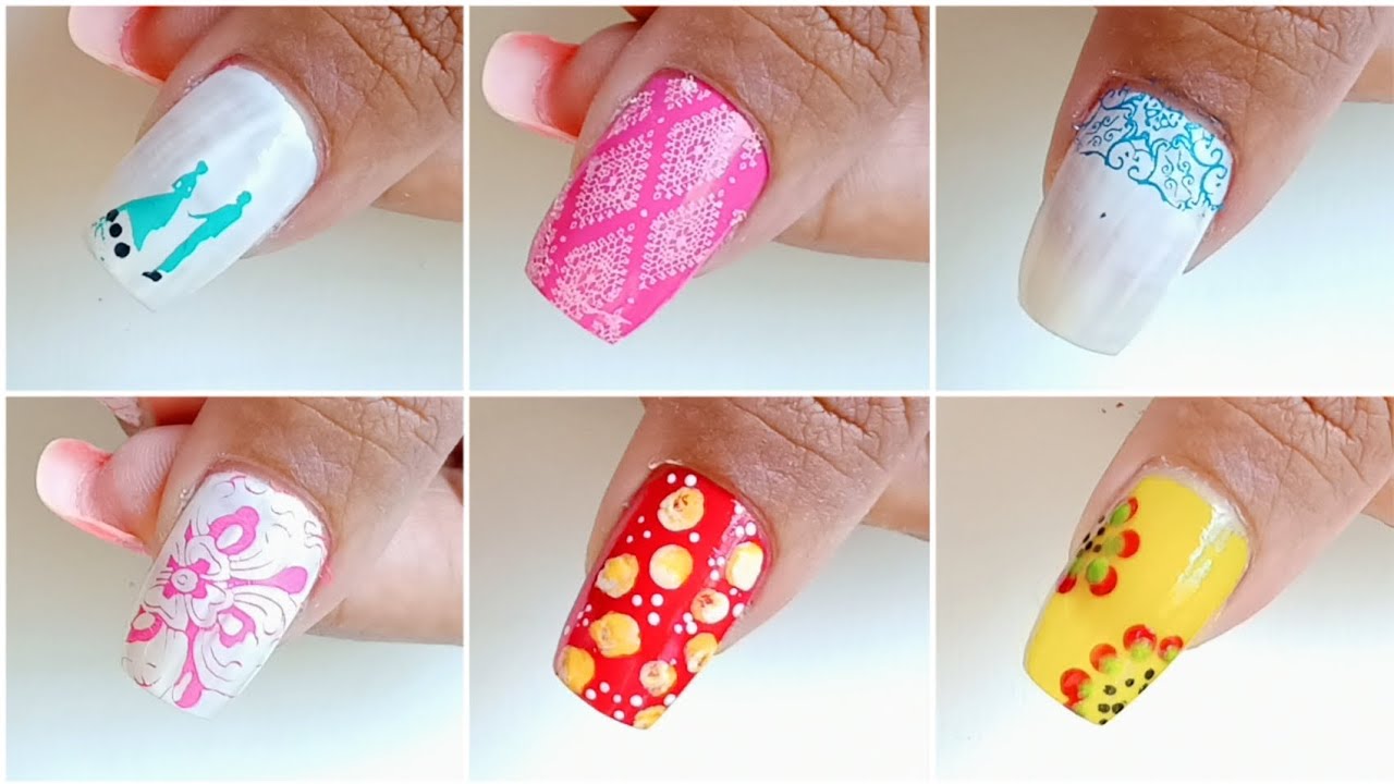 easy nail art within 2 minutes design with stamping and household items ( karwa chauth Special