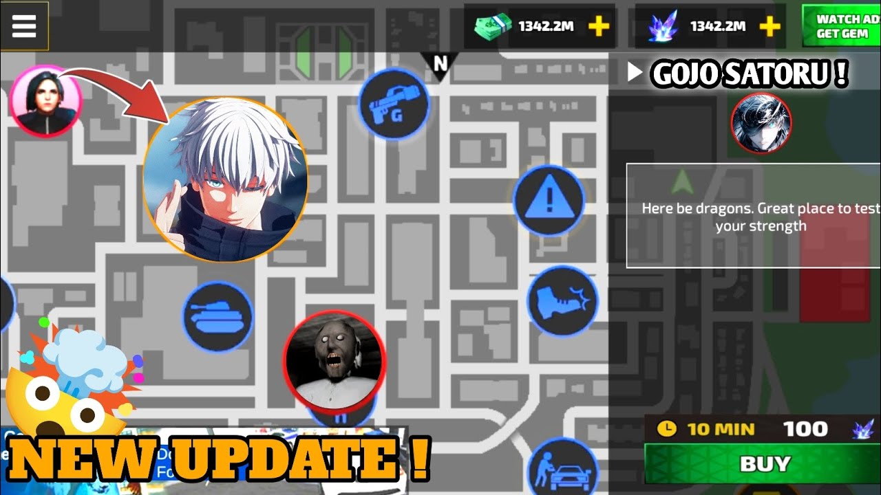 New Update Gojo Satoru In Map In Rope Hero Vice Town 
