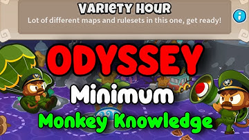 BTD6 Odyssey Hard Mode || Free Hero + Minimum Monkey Knowledge (Variety Hour)