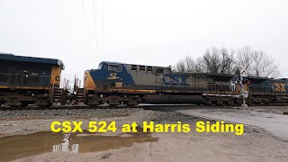 Short CSX 524 at Harris Siding with 5395, 42, 362
