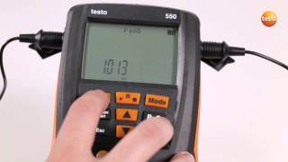 Setting up parameters on the testo 549,  550 and 557