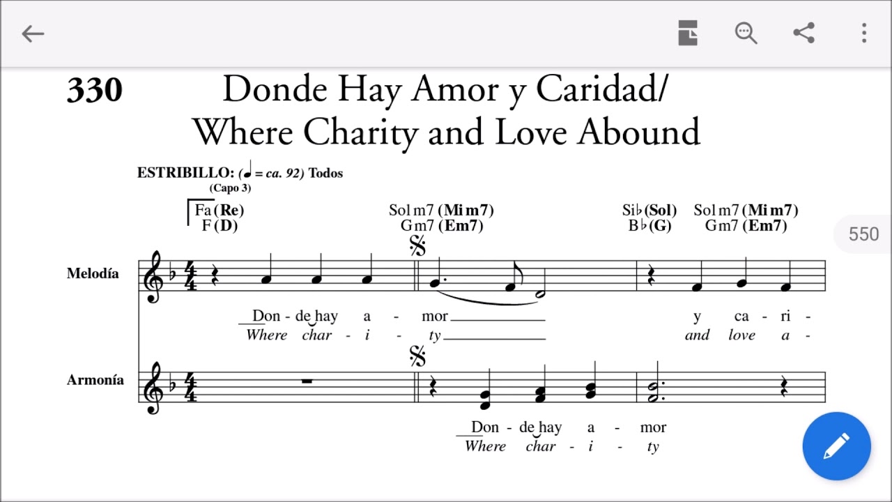 donde hay amor y caridad Acordes - Chordify