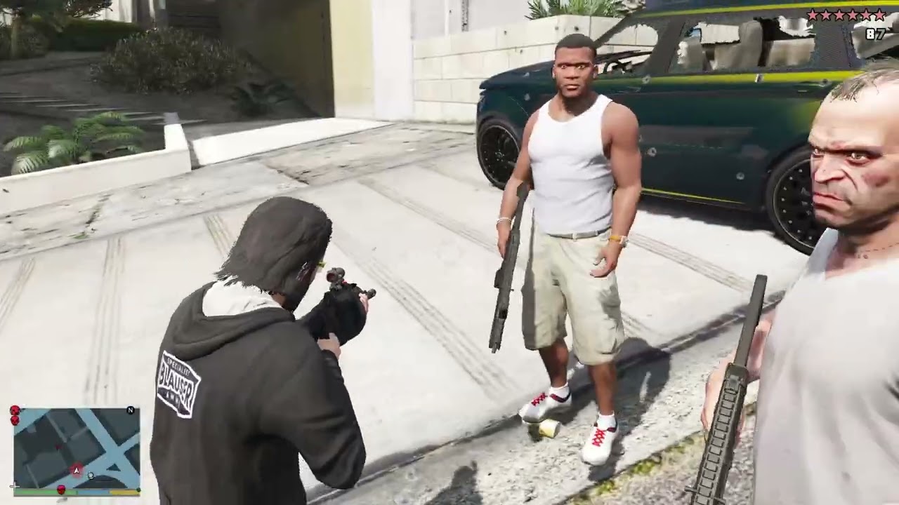 GTA V: Michael, Franklin, Trevor 10 Star Cop Battle At La Fuente Blanca + Escape #28