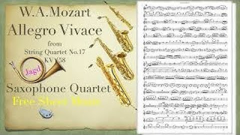 Allegro Vivace  Sax Quartet Free Sheet Music DL   Mozart:String Quartet No.17 "Jagd"