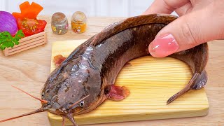 How To Catch Fish  Catch and Cook Fried Catfish Miniature Cooking  Tina Mini Cooking