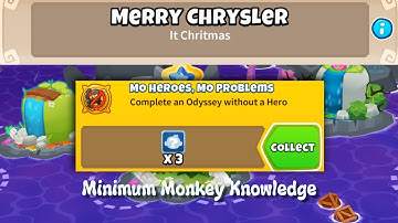 BTD6 Odyssey Hard Mode - No Hero Achievement & Minimum Monkey Knowledge (Merry Chrysler)
