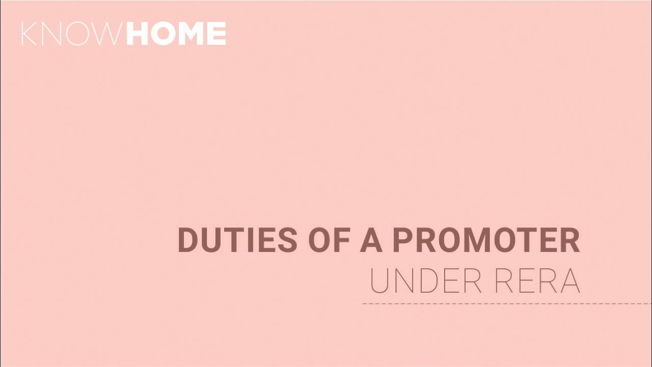Duties of a promoter under RERA YouTube