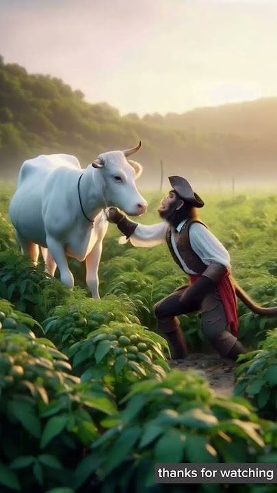 A cute story of a cow and a robber monkey | cow and calf farming 😭 #cow​ #ai​ #animals​ #shorts​