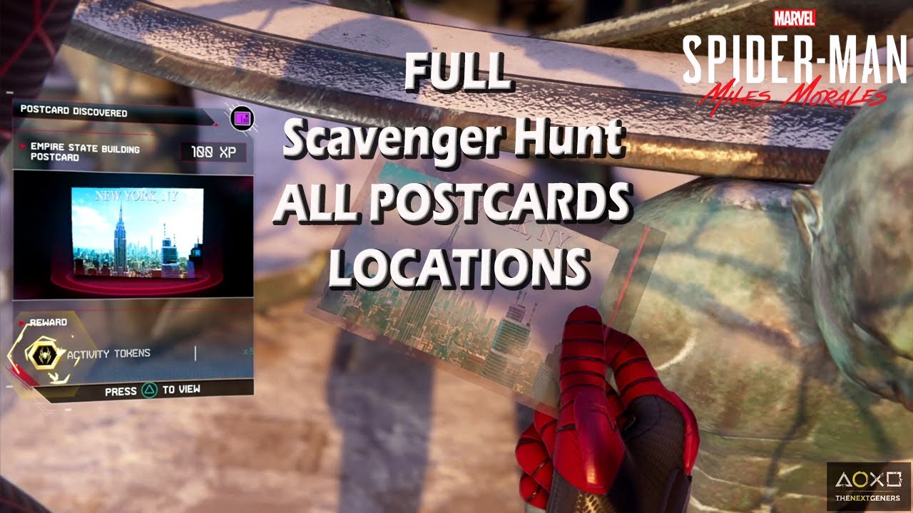 SPIDERMAN MILES MORALES How to Find all 8 Postcards FULL SCAVANGER